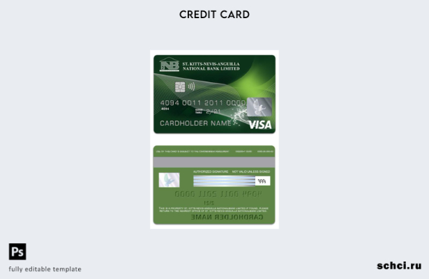 цифровая загрузка шаблона дебетовой карты Visa National Bank Limited Сент Китс и